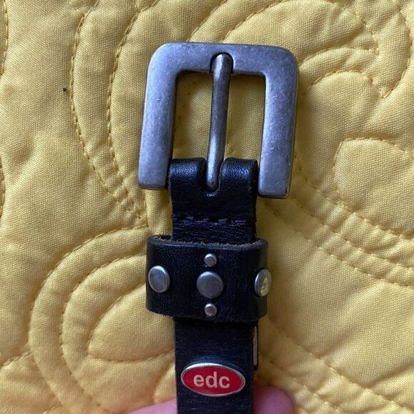 Women’s EDC Black Leather Belt with Silver Accents - Picture 6 of 6